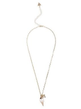 GUESS Girl's Gold-Tone Ice Cream Cone Pendant Pastel Necklace & Adjustable Ring🍦